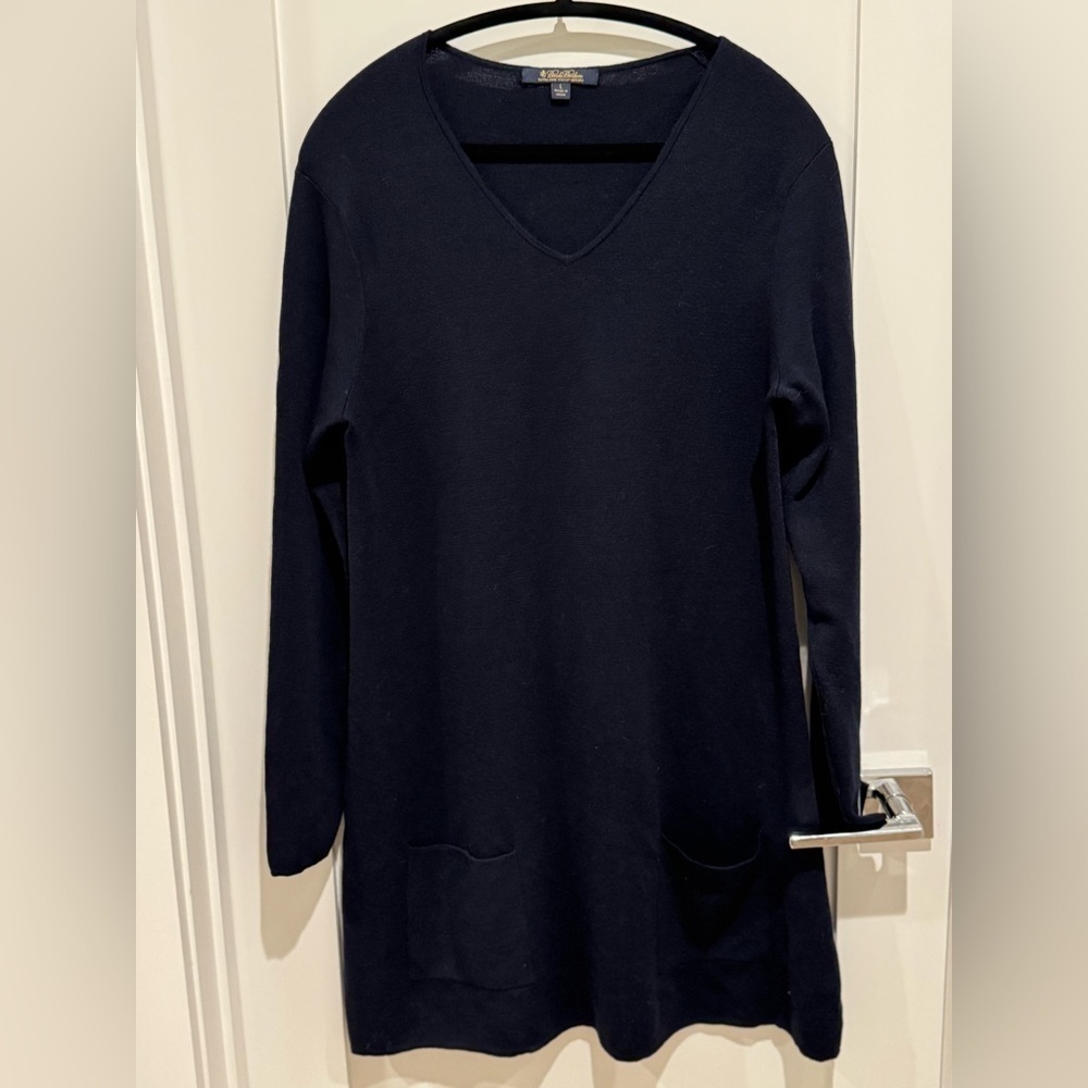 Brooks Brothers Extra Fine Italian sweater Dress L nautical professional preppy